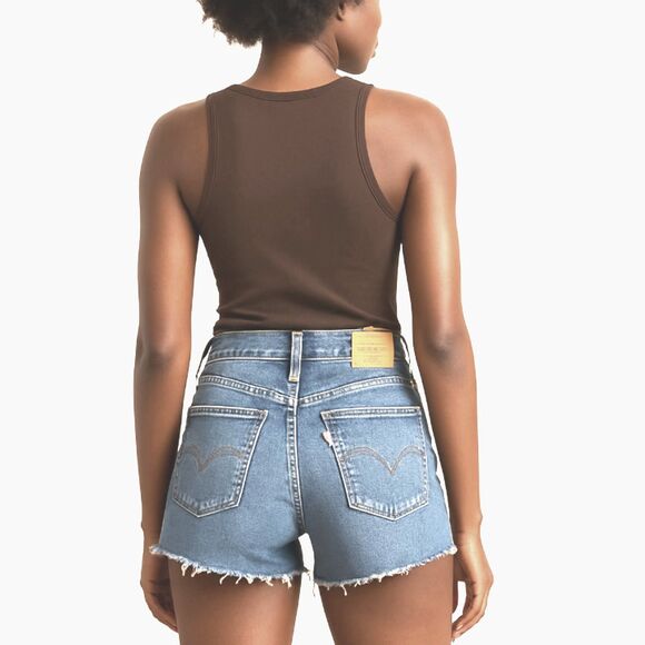 ~ Levi's Premium 721 High Rise Skinny sz 28 Cut-Off Jean Shorts Light/Med Wash - Picture 14 of 15